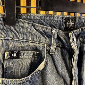 C*LVİN K*LEİN PREMİUM BAGGY KOT PANTOLON TAŞLAMALI MAVİ 