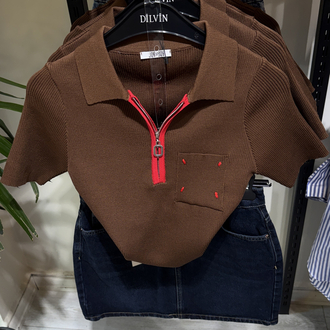 Joy Polo yaka triko kahve