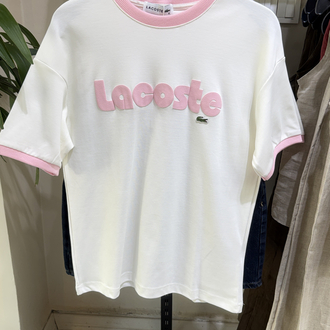Logolu yazı baskı tişört pembe