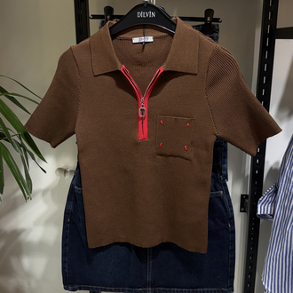 Joy Polo yaka triko kahve