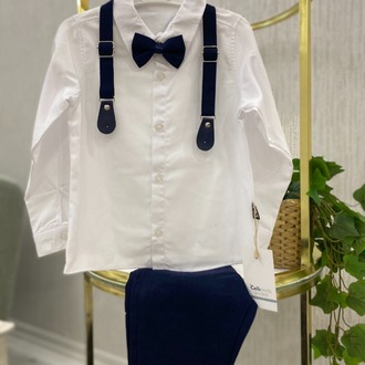 Papyon-Gömlek ve Askılı Pantalon Erkek Çocuk Takım