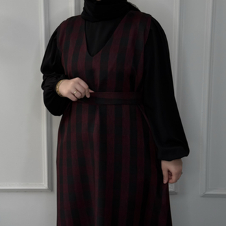 Büyük Beden Tesettüre Uyumlu Özel Dikim 2’Li Jile Elbise Ve Gömlek Takımı