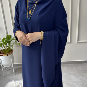 Büyük Beden Tesettüre Uyumlu Özel Dikim Abaya Kol Detaylı Sima Model Elbise