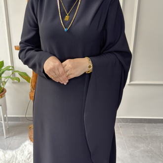 Büyük Beden Tesettüre Uyumlu Özel Dikim Abaya Kol Detaylı Sima Model Elbise