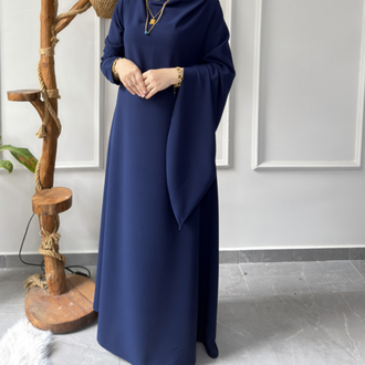 Büyük Beden Tesettüre Uyumlu Özel Dikim Abaya Kol Detaylı Sima Model Elbise