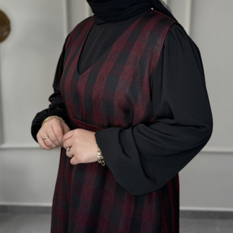 Büyük Beden Tesettüre Uyumlu Özel Dikim 2’Li Jile Elbise Ve Gömlek Takımı