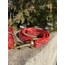 Red Goyard Dog Collar-Leash Set. Desinger Dog Collar Set.
