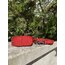 Red Lv Embossed Dog Collar-Leash Set. Desinger Dog Collar Set.