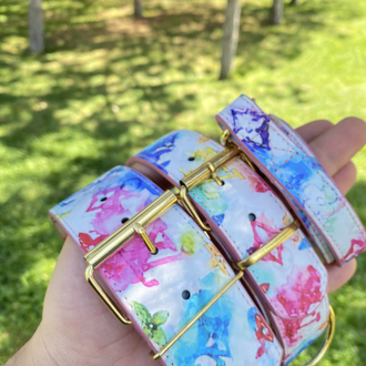 Water Color Louis Vuitton Dog Collar-Leash Set. Desinger Dog Collar Set.
