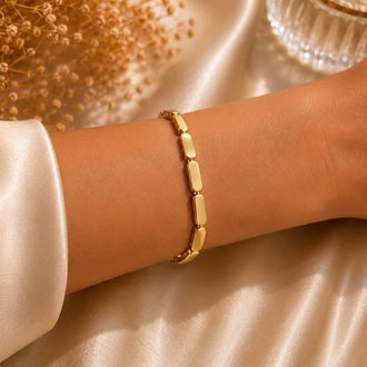 Minimal Geometrik Gold Zincir Bileklik