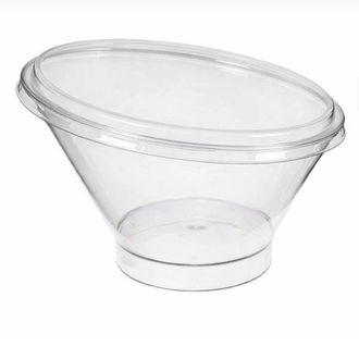 Plastik Oval Kase 220 cc | Tek Kullanımlık Gıda Kabı + Kapaklı(24 Adet)