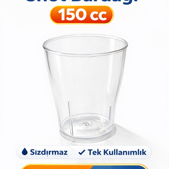 Plastik Shot Bardağı 150 cc | Tek Kullanımlık Şeffaf (20 Adet)