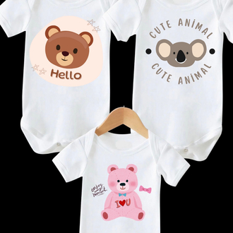 3 Lü Baskılı %100 Pamuk Bebek Zıbın