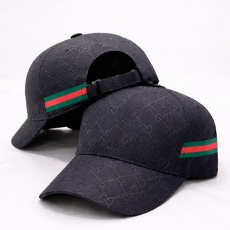 Gucci Desenli Siyah Şerit Detaylı Unisex Şapka