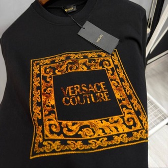 Versace Couture Siyah Gold Desenli T-Shirt – Premium Kalite