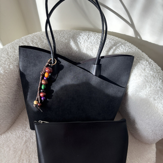 Charm Detaylı Süet Omuz Çantası