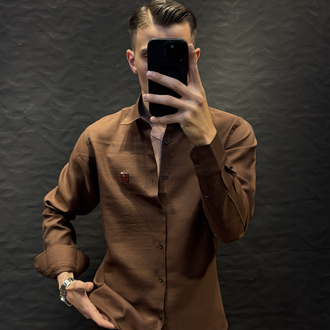 LORO&PİANA PREMIUM KETEN GÖMLEK (KAHVE)