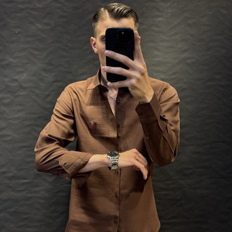 LORO&PİANA PREMIUM KETEN GÖMLEK (KAHVE)