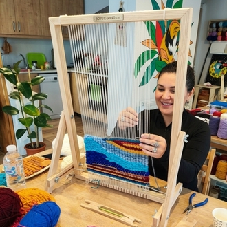 Premium Kanallı Ahşap Dokuma Tezgahı Seti (60x40 cm) – Büyük Boy