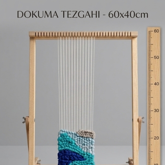 Premium Kanallı Ahşap Dokuma Tezgahı Seti (60x40 cm) – Büyük Boy