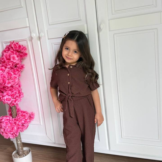 Kahve Gofre kumaş takım
