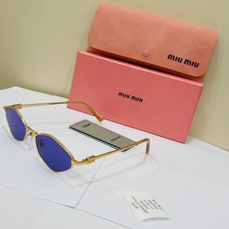 MIU GOLD ÇERÇEVE MAVİ CAM