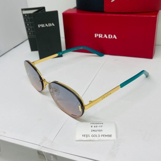 PRADA GOLD ÇERÇEVE MAVİ ŞEFFAF CAM