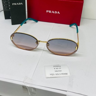 PRADA GOLD ÇERÇEVE MAVİ ŞEFFAF CAM