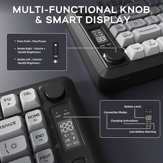 M75 Kablosuz Oyun Klavyesi | Çift Mod Bluetooth + 2.4GHz | OLED Ekran | RGB Aydınlatma