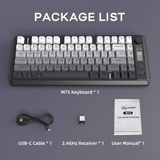 M75 Kablosuz Oyun Klavyesi | Çift Mod Bluetooth + 2.4GHz | OLED Ekran | RGB Aydınlatma