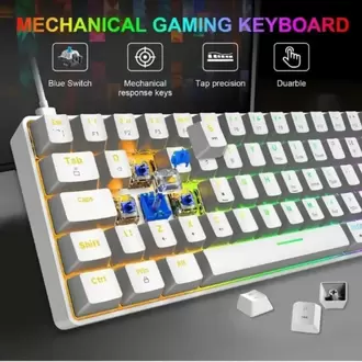 T60 Mekanik Klavye BEYAZ Kablolu Gaming Oyuncu Klavyesi (Blue Switch)
