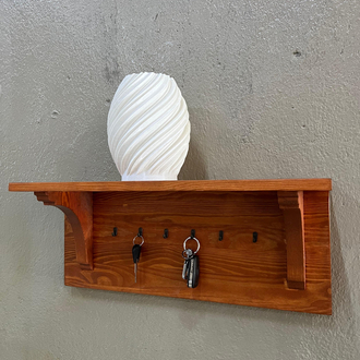 Terracotta Ahşap Askılıklı Duvar Rafı