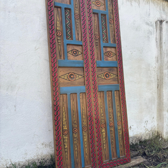 Ahşap Oyma Dış ve İç Mekan Çift Kanat Kapı