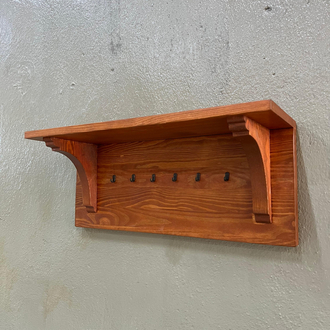 Terracotta Ahşap Askılıklı Duvar Rafı