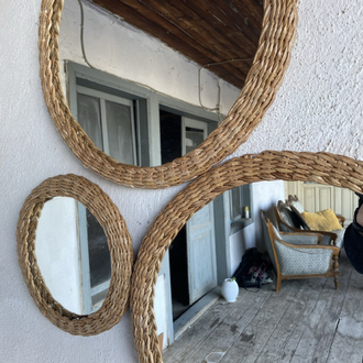 Rattan Örme 3’ lü Ayna Seti