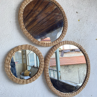 Rattan Örme 3’ lü Ayna Seti