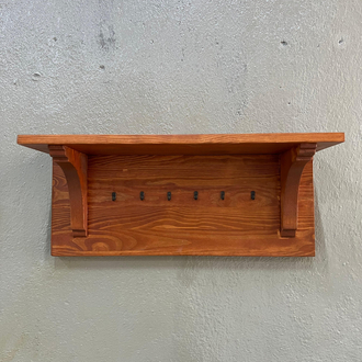 Terracotta Ahşap Askılıklı Duvar Rafı