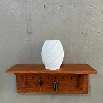 Terracotta Ahşap Askılıklı Duvar Rafı