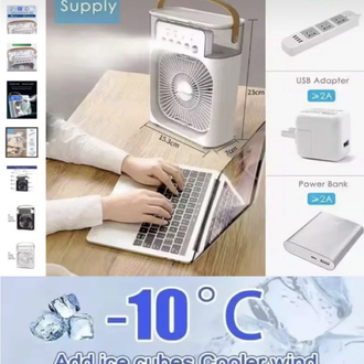 Buzlu Vantilatör Mini Fan 5 Spreyli Su Püskürtmeli 600 ML Buhar Makinesi Nemlendirici Mini Klima