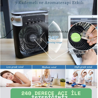 Buzlu Vantilatör Mini Fan 5 Spreyli Su Püskürtmeli 600 ML Buhar Makinesi Nemlendirici Mini Klima