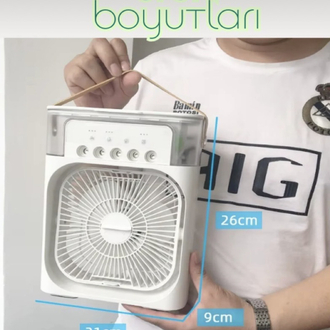 Buzlu Vantilatör Mini Fan 5 Spreyli Su Püskürtmeli 600 ML Buhar Makinesi Nemlendirici Mini Klima