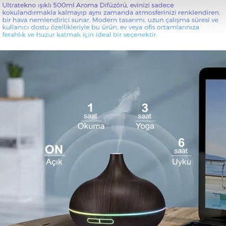 Büyük 550 Ml Hava Nemlendirici Ultrasonik Oda Nemlendirici Işıklı Zamanlayıcılı