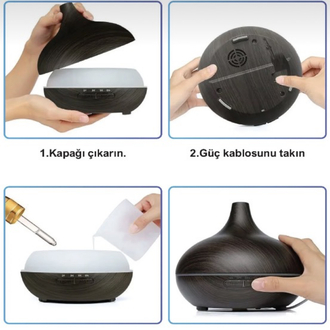 Büyük 550 Ml Hava Nemlendirici Ultrasonik Oda Nemlendirici Işıklı Zamanlayıcılı