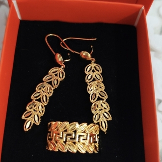 Başak Küpe Yüzük Set 