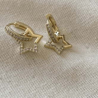 VIP 14K Taşlı Yıldız Charmlı Küpe