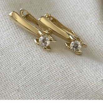 Xupink VIP 14K Tek Taş Detay Küpe 