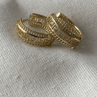 Xupink VIP 14K Labirent Desenli Halka Küpe 
