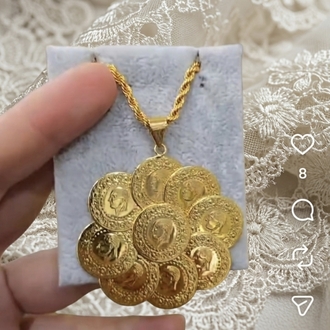 Altin Kaplama Çeyrekli Kolye