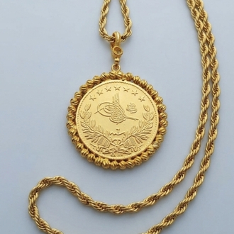 22Ayar Tuğra Kolye/Zincir 60cm