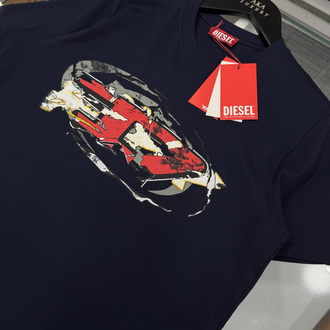 Diesel Premium Yeni Sezon Mağaza Modeli Tişört %100 Cotton Lacivert